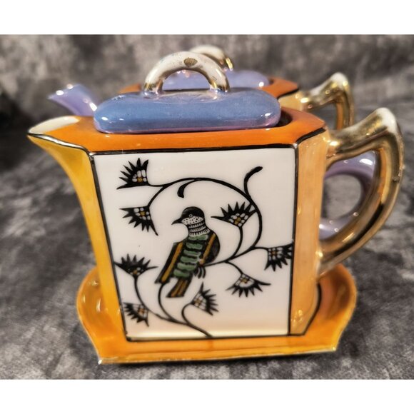 1920s Hotta Yu Shoten & Co Lusterware Teapot Set With Bird Design - Picture 6 of 11